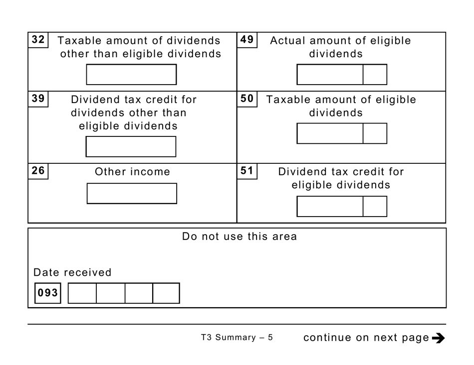 Form T3SUM Summary of Trust Income Allocations and Designations - Large Print - Canada, Page 5