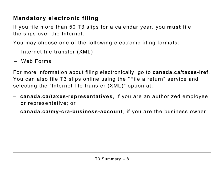 Form T3SUM Summary of Trust Income Allocations and Designations - Large Print - Canada, Page 8