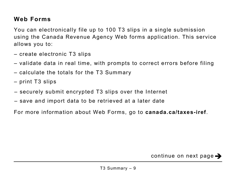 Form T3SUM Summary of Trust Income Allocations and Designations - Large Print - Canada, Page 9