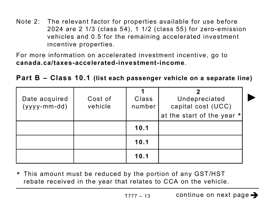 Form T777 Statement of Employment Expenses (Large Print) - Canada, Page 13