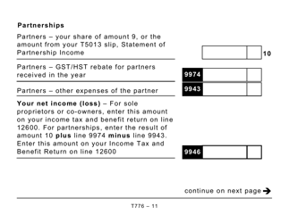 Form T776 Statement of Real Estate Rentals - Large Print - Canada, Page 11