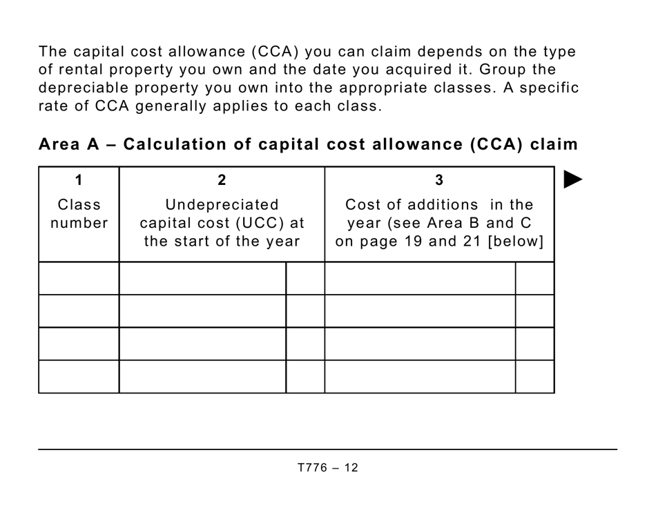 Form T776 Statement of Real Estate Rentals - Large Print - Canada, Page 12