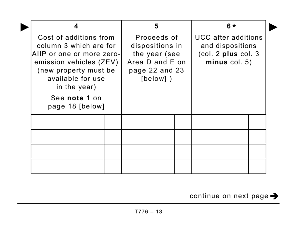 Form T776 Statement of Real Estate Rentals - Large Print - Canada, Page 13