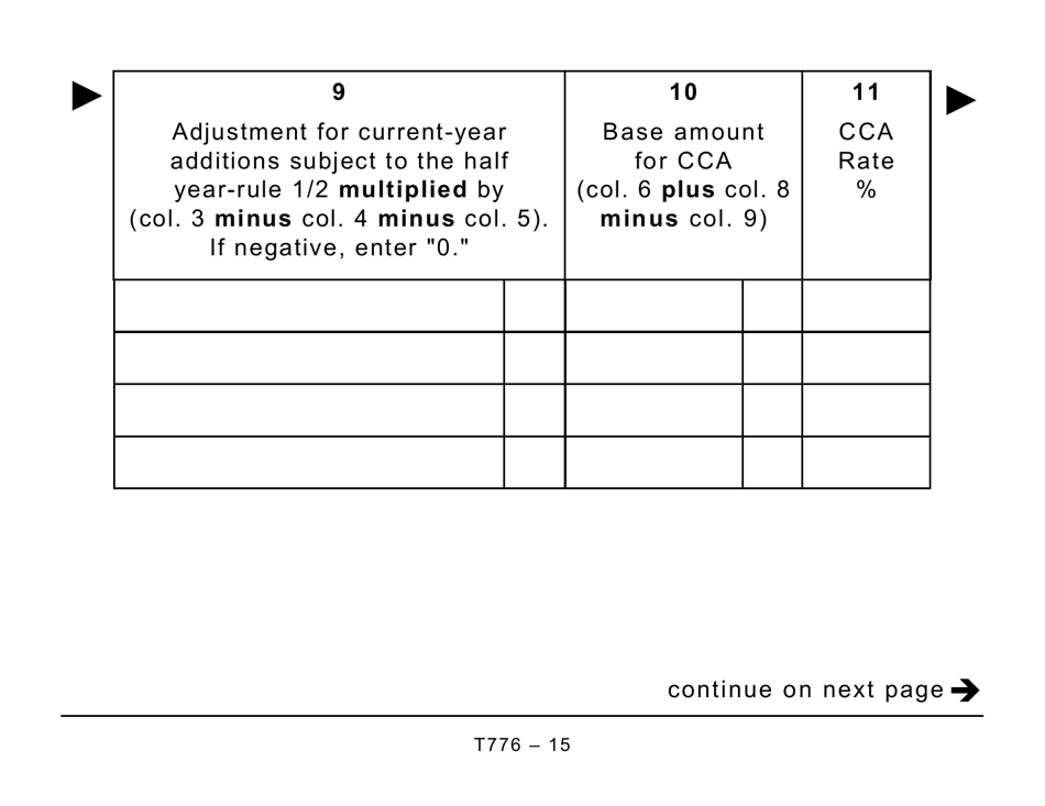 Form T776 Statement of Real Estate Rentals - Large Print - Canada, Page 15