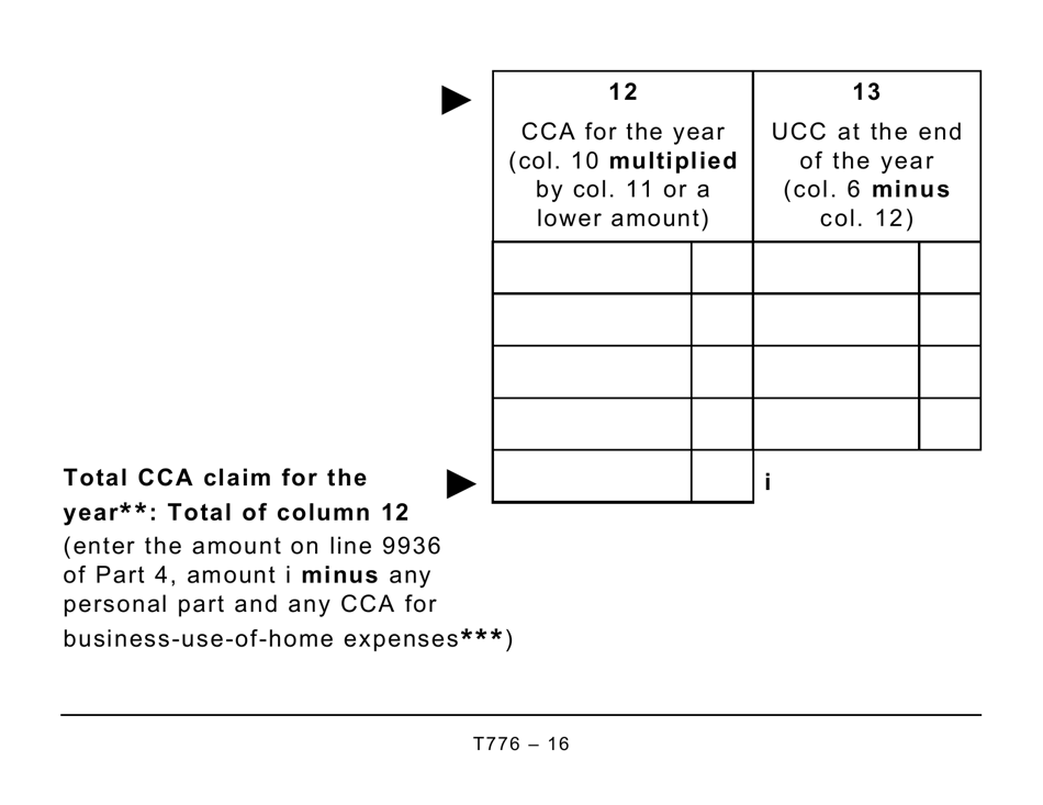 Form T776 Statement of Real Estate Rentals - Large Print - Canada, Page 16