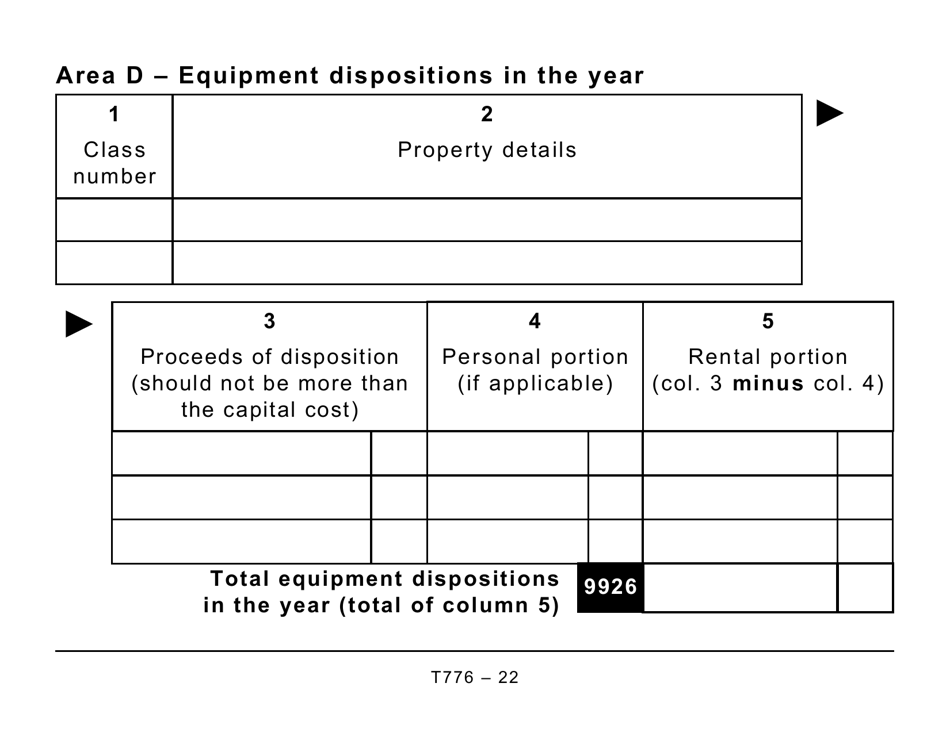 Form T776 Statement of Real Estate Rentals - Large Print - Canada, Page 22