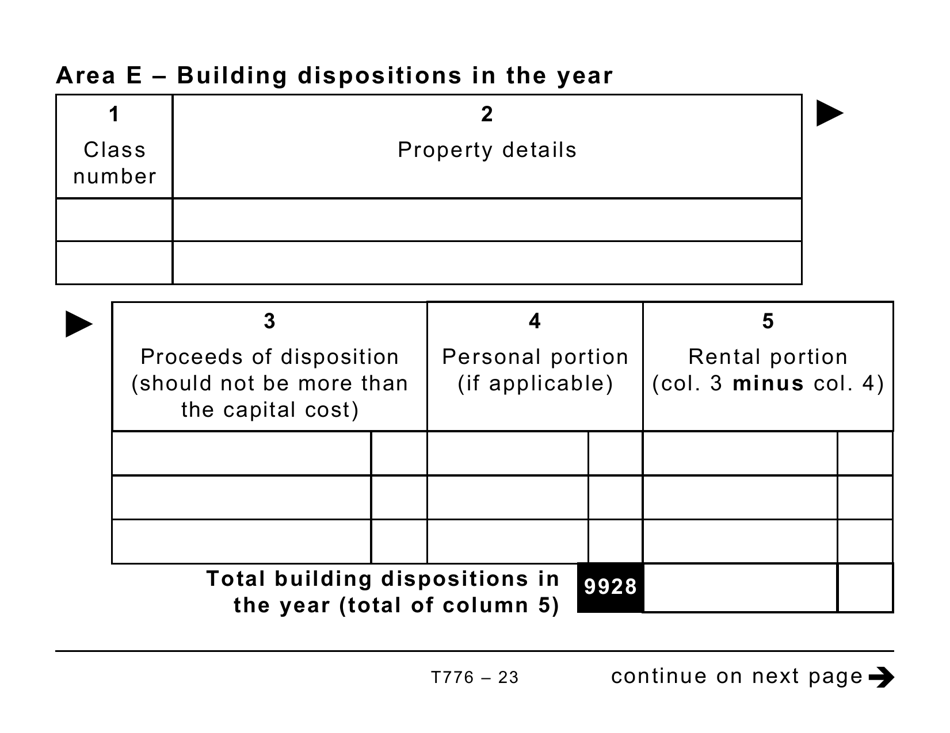 Form T776 Statement of Real Estate Rentals - Large Print - Canada, Page 23