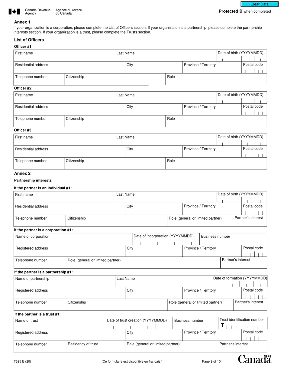 Form T625 Application for Qualified Canadian Journalism Organization Designation - Canada, Page 9