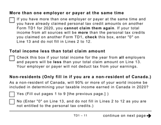 Form TD1 Personal Tax Credits Return (Large Print) - Canada, Page 11