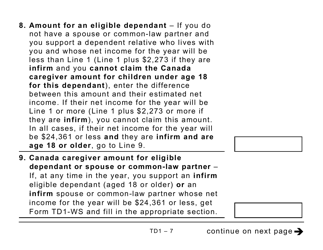 Form TD1 Personal Tax Credits Return (Large Print) - Canada, Page 7
