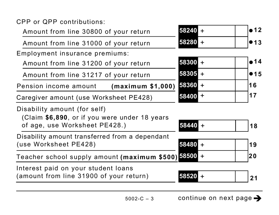 Form 5002-C (PE428) Prince Edward Island Tax and Credits (Large Print) - Canada, Page 3