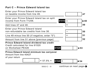 Form 5002-C (PE428) Prince Edward Island Tax and Credits (Large Print) - Canada, Page 9