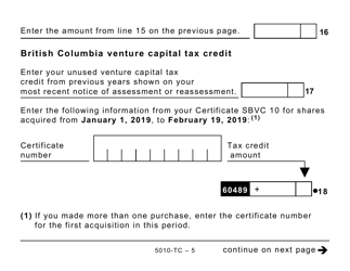 Form 5010-TC (BC479) British Columbia Credits - Large Print - Canada, Page 5