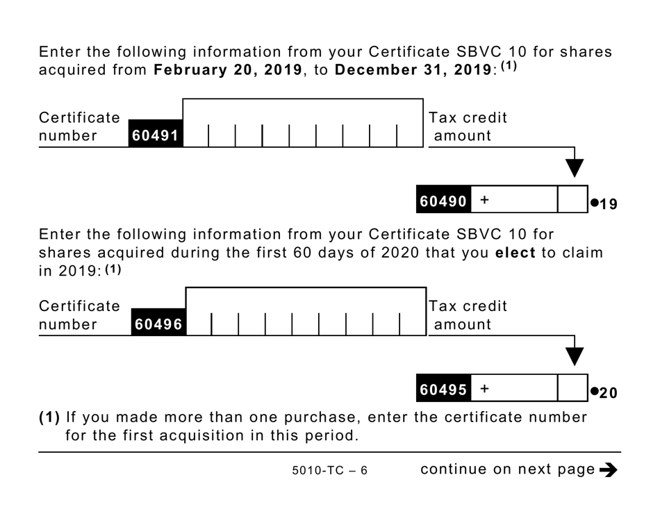 Form 5010-TC (BC479) British Columbia Credits - Large Print - Canada, Page 6