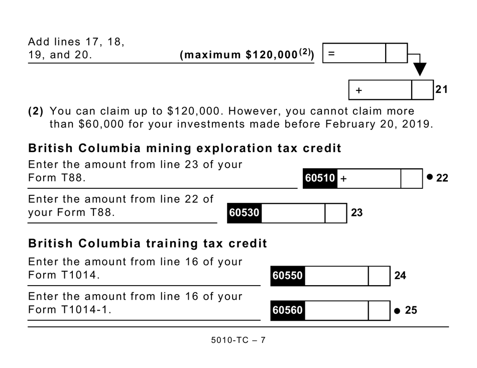 Form 5010-TC (BC479) British Columbia Credits - Large Print - Canada, Page 7
