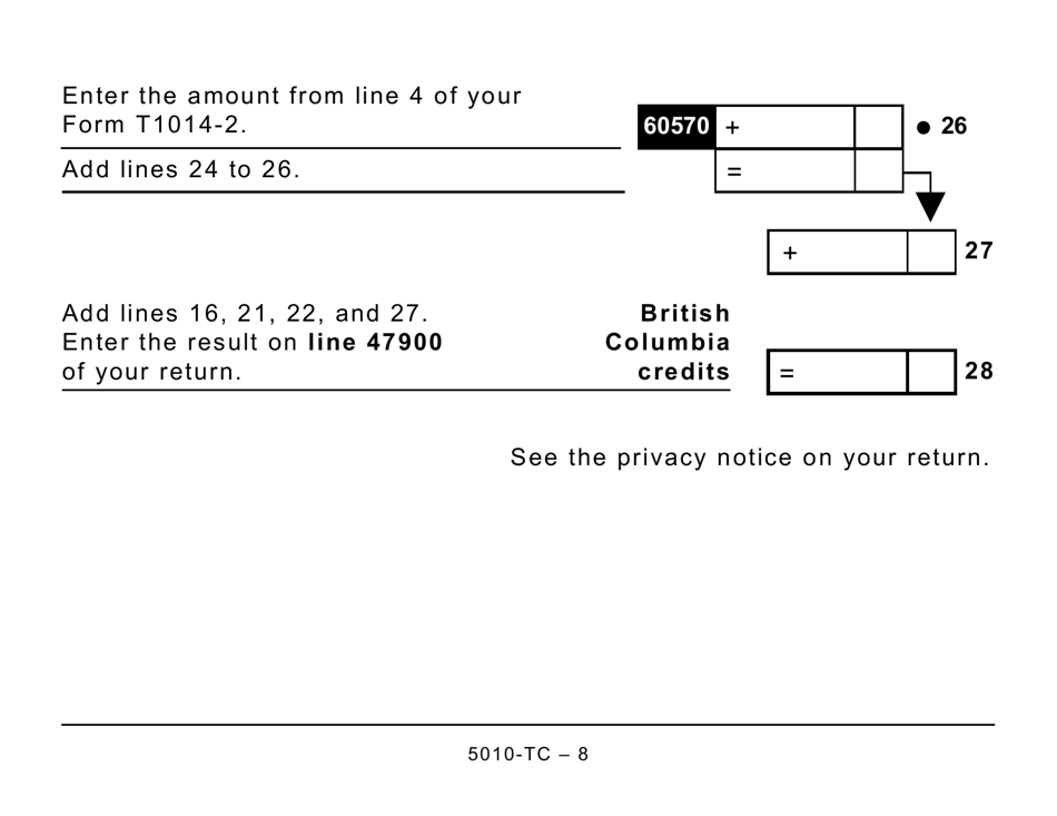 Form 5010-TC (BC479) British Columbia Credits - Large Print - Canada, Page 8