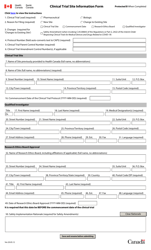 &quot;Clinical Trial Site Information Form&quot; - Canada