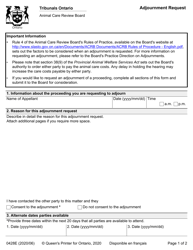 Form 0428E &quot;Adjournment Request&quot; - Ontario, Canada