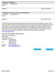 Form 0428E Adjournment Request - Ontario, Canada, Page 2