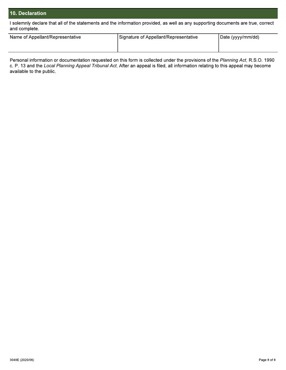 Form 3049E Appellant Form (A1) - Ontario, Canada, Page 8