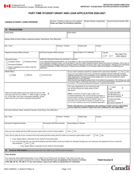 Form ESDC SDE0031_2 Part-Time Student Grant and Loan Application - Canada