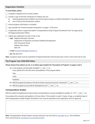 Home Schooling Registration Form - Nova Scotia, Canada, Page 2