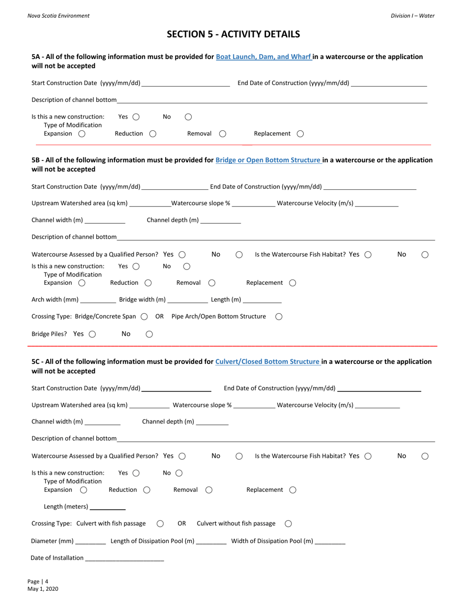 Water Allocation Application for Approval - Nova Scotia, Canada, Page 4