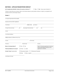 Application for Approval/Notification - Used Oil Management Regulations - Burning Used Oil - Nova Scotia, Canada, Page 2