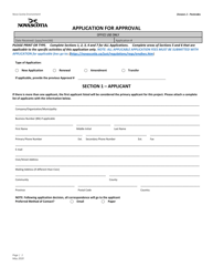 Document preview: Application for Approval - Pesticides - Nova Scotia, Canada