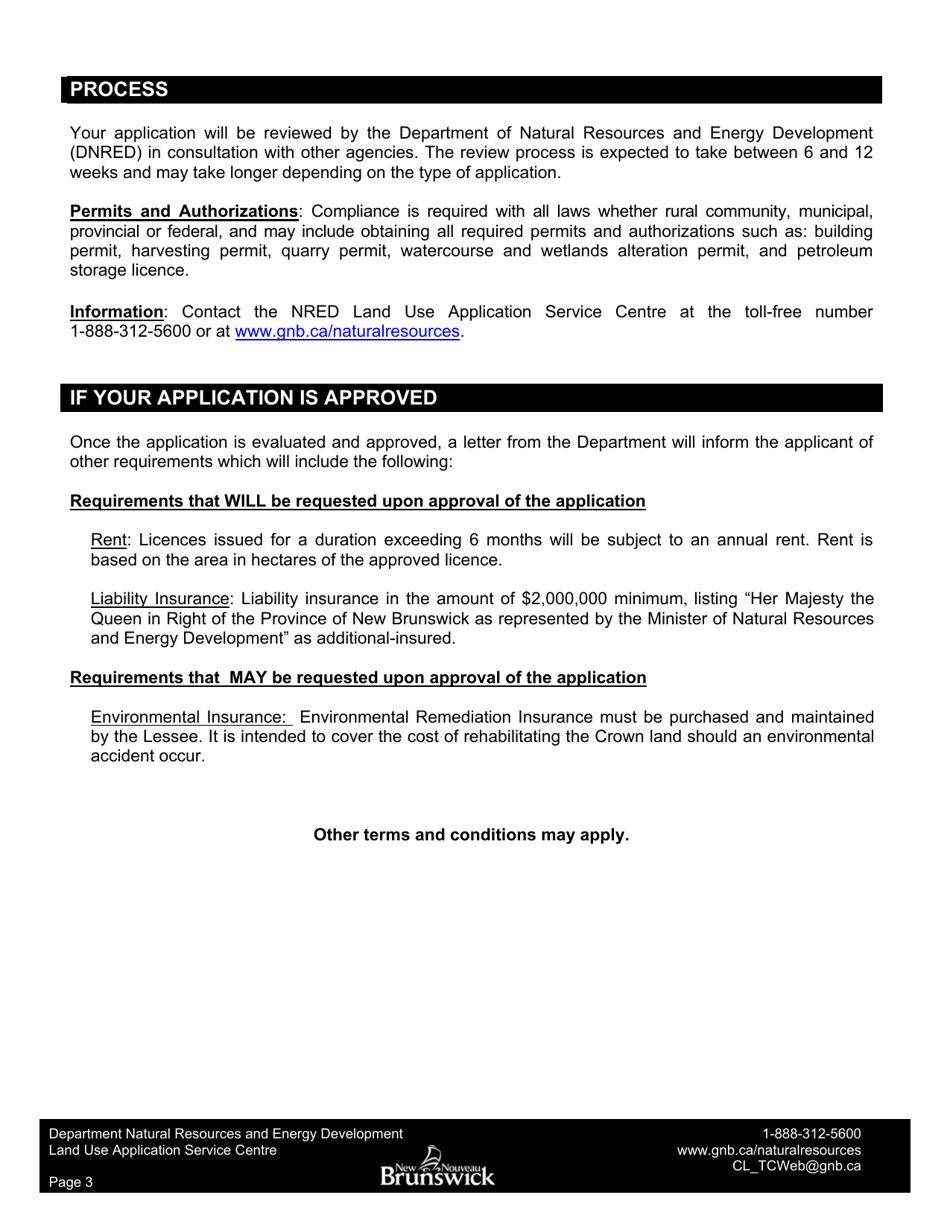 Application Form - Licence of Occupation - New Brunswick, Canada, Page 3