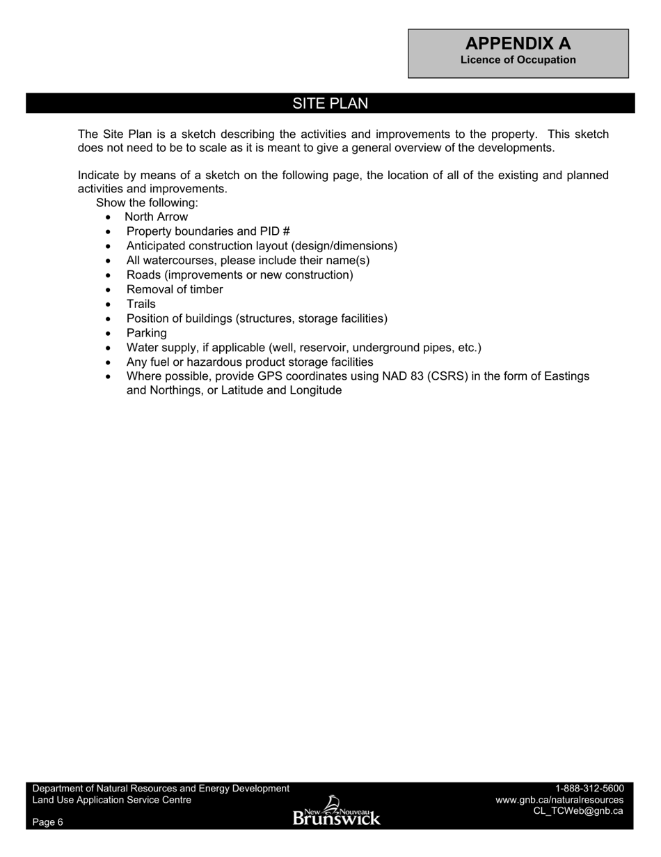 Application Form - Licence of Occupation - New Brunswick, Canada, Page 6