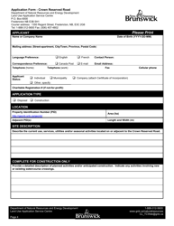 Application Form - Crown Reserved Road - New Brunswick, Canada, Page 3