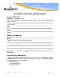 Application Form for a Compost Facility - New Brunswick, Canada, Page 10