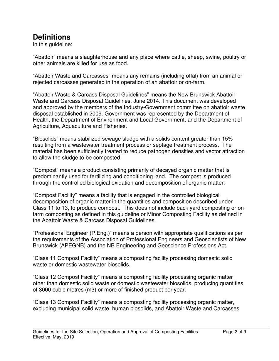 Application Form for a Compost Facility - New Brunswick, Canada, Page 2