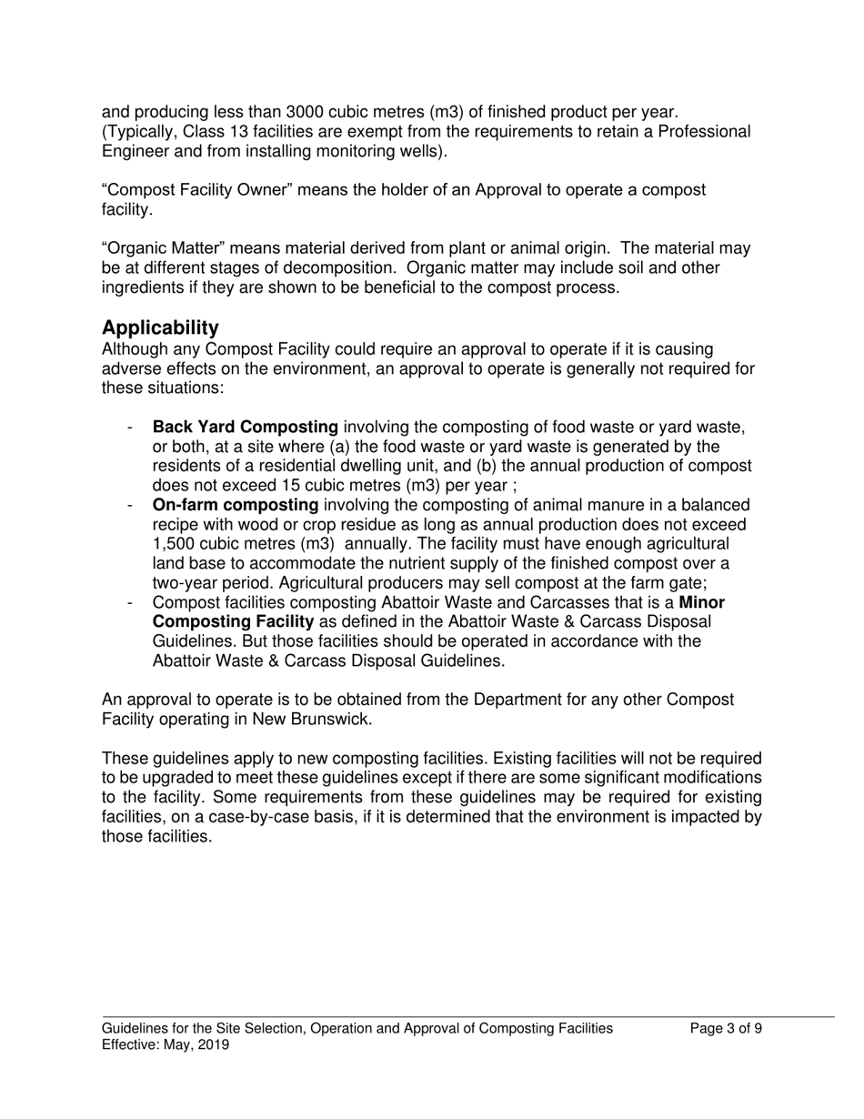 Application Form for a Compost Facility - New Brunswick, Canada, Page 3