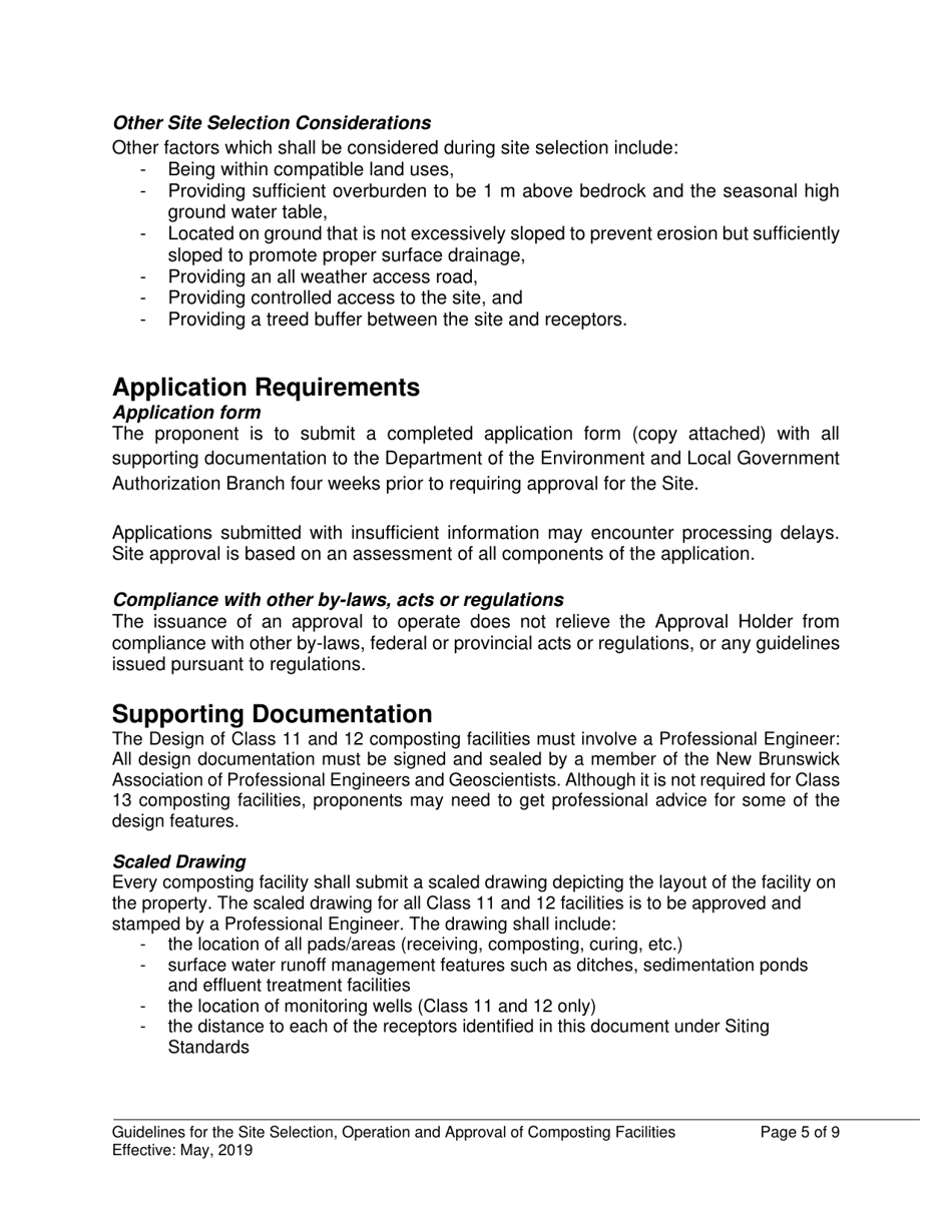 Application Form for a Compost Facility - New Brunswick, Canada, Page 5