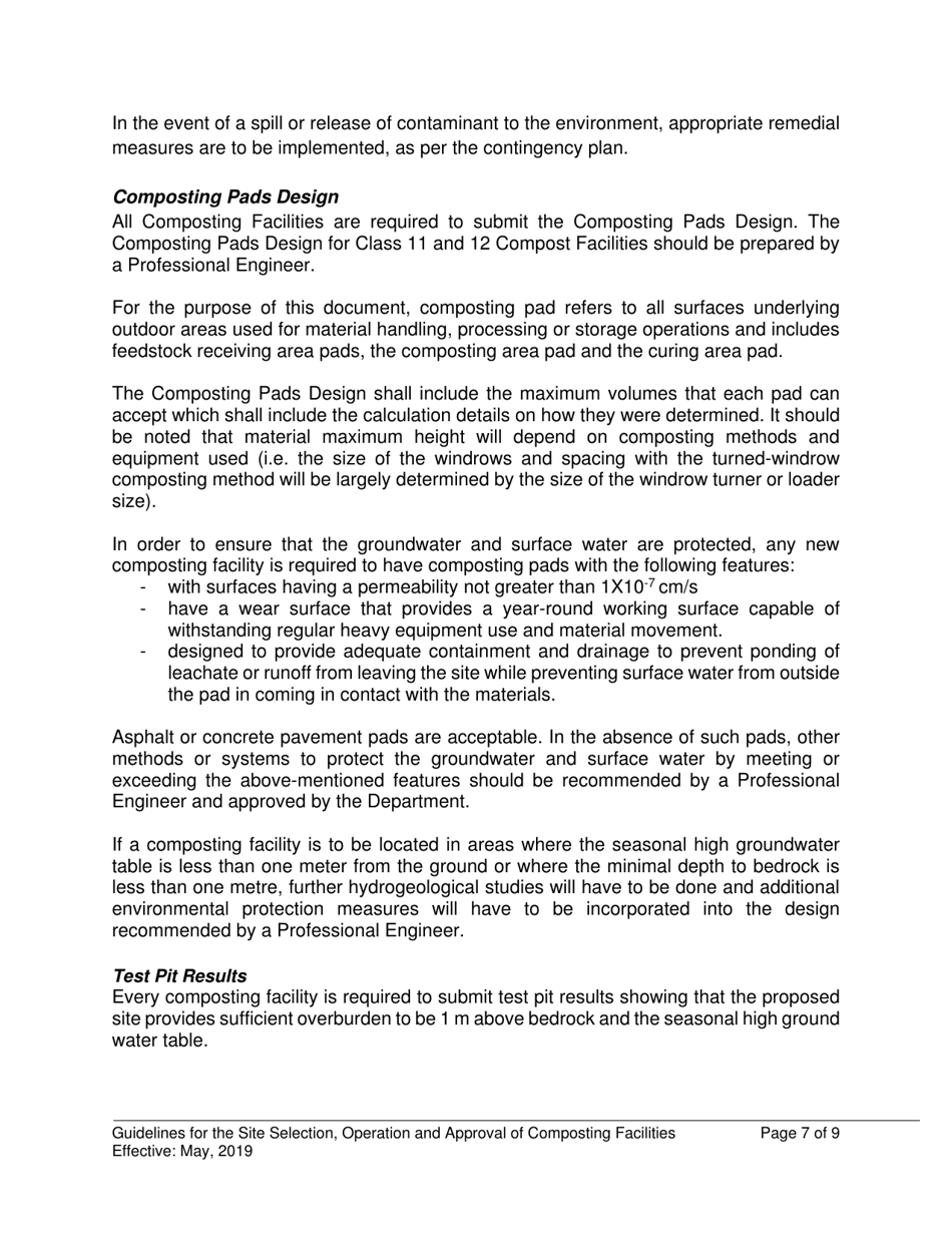 Application Form for a Compost Facility - New Brunswick, Canada, Page 7