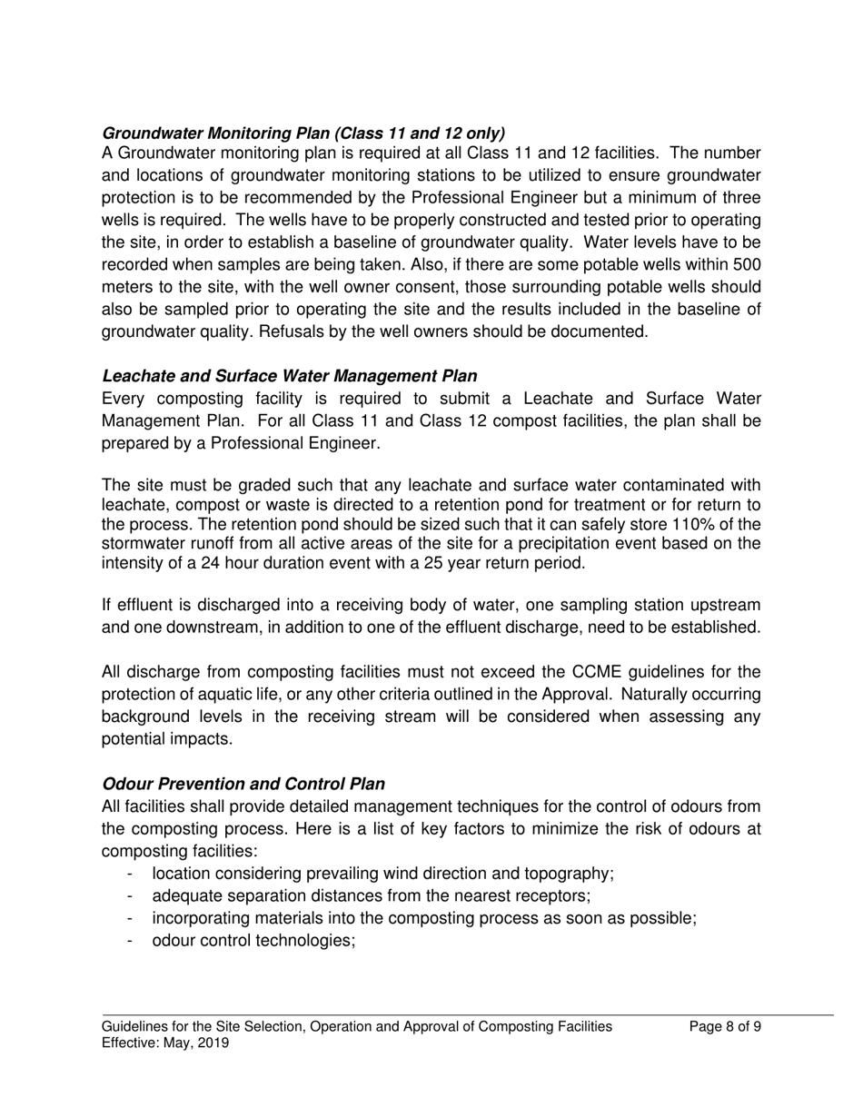 Application Form for a Compost Facility - New Brunswick, Canada, Page 8