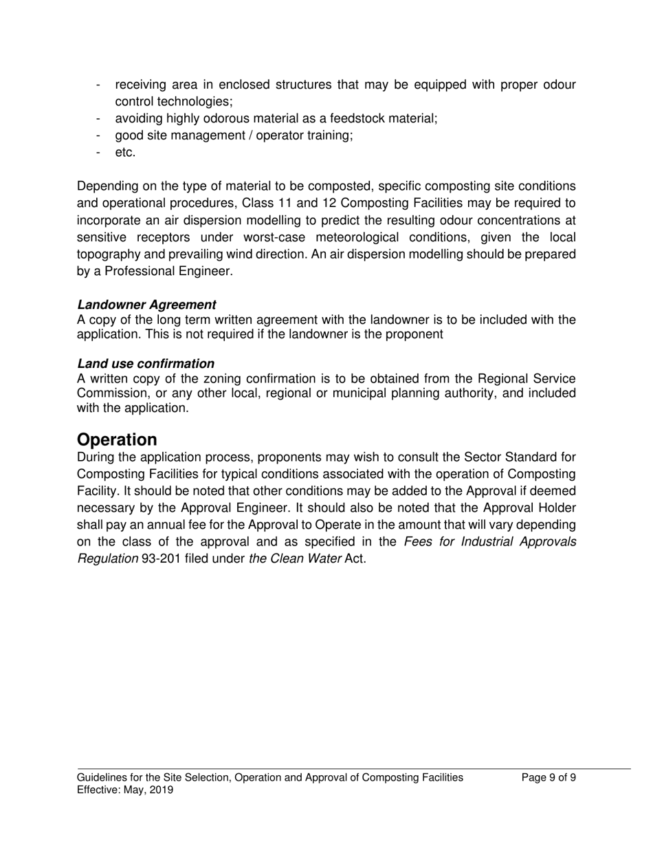 Application Form for a Compost Facility - New Brunswick, Canada, Page 9