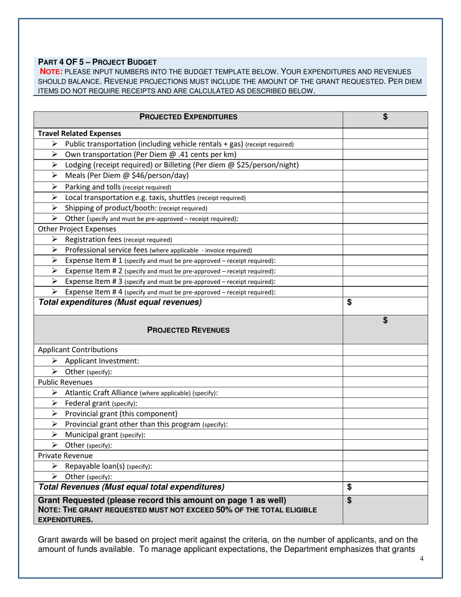 Strategic Initiatives Fund (Sif) Market Access Application - New Brunswick, Canada, Page 4