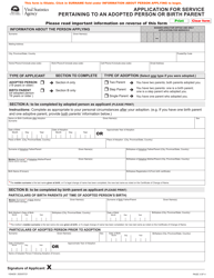 Form VSA630 Application for Service Pertaining to an Adopted Person or Birth Parent - British Columbia, Canada, Page 3