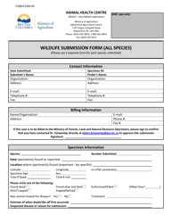 Form FQM-012W-00 &quot;Wildlife Submission Form (All Species)&quot; - British Columbia, Canada