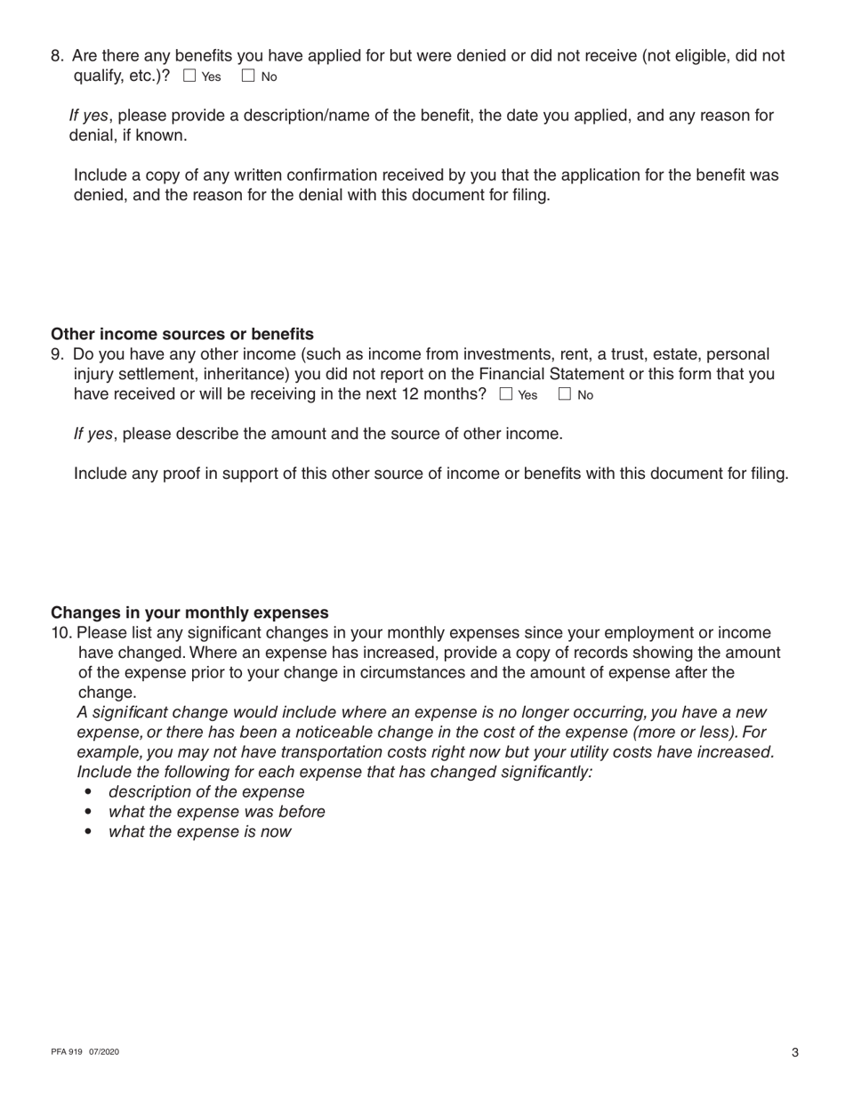 Form PFA919 Financial Statement Covid-19 Addendum - British Columbia, Canada, Page 3