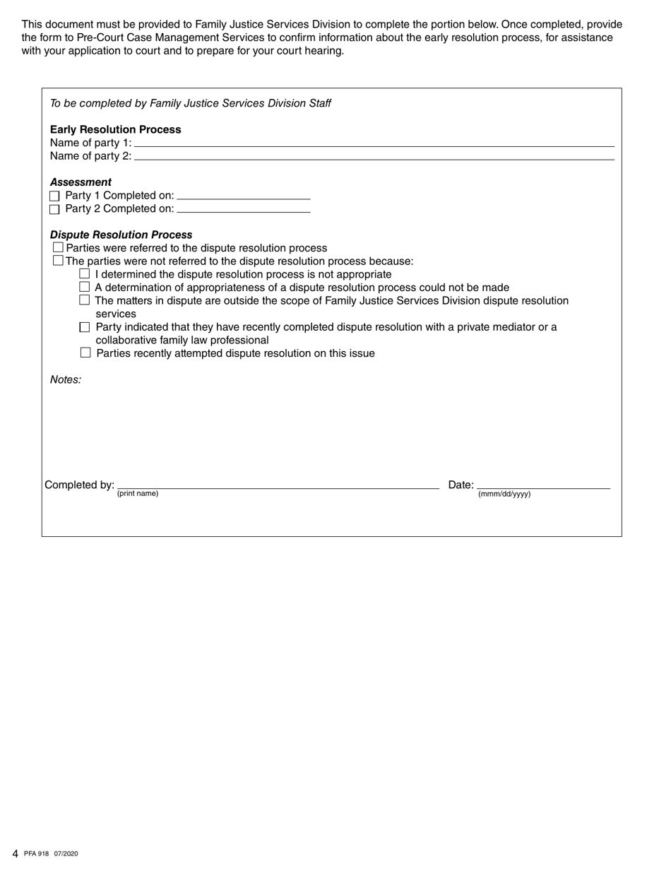 Form PFA918 Notice of Intention to Change Existing Child or Spousal Support Due to Covid-19 Income Change - British Columbia, Canada, Page 4