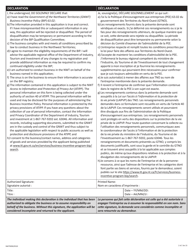 Form NWT9090 Business Incentive Policy (Bip) Application or Update - Northwest Territories, Canada (English/French), Page 2