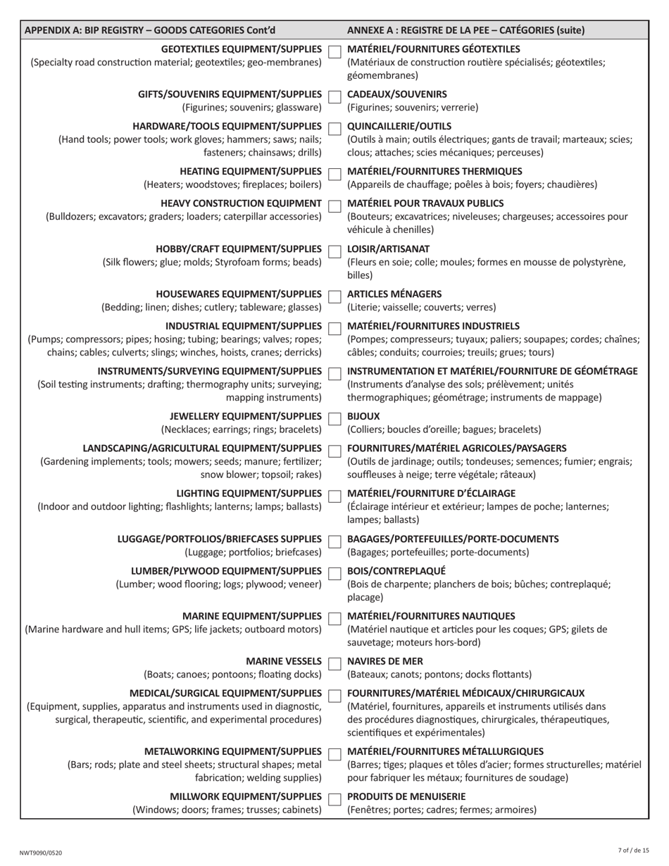 Form NWT9090 Business Incentive Policy (Bip) Application or Update - Northwest Territories, Canada (English / French), Page 7