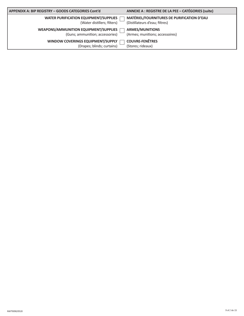 Form NWT9090 Business Incentive Policy (Bip) Application or Update - Northwest Territories, Canada (English / French), Page 9