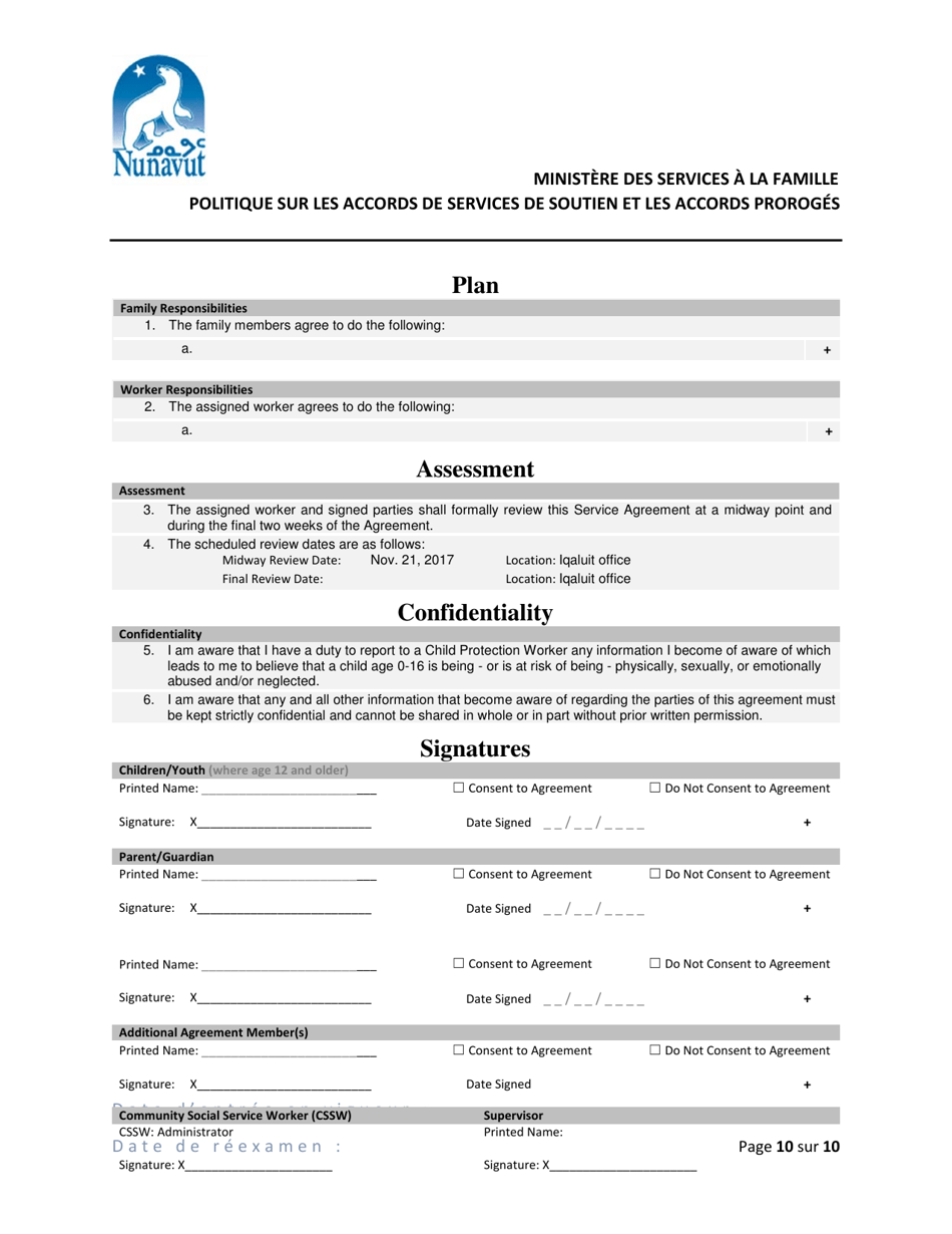Support Services / Extended Support Agreement Policy - Nunavut, Canada (English / French), Page 10
