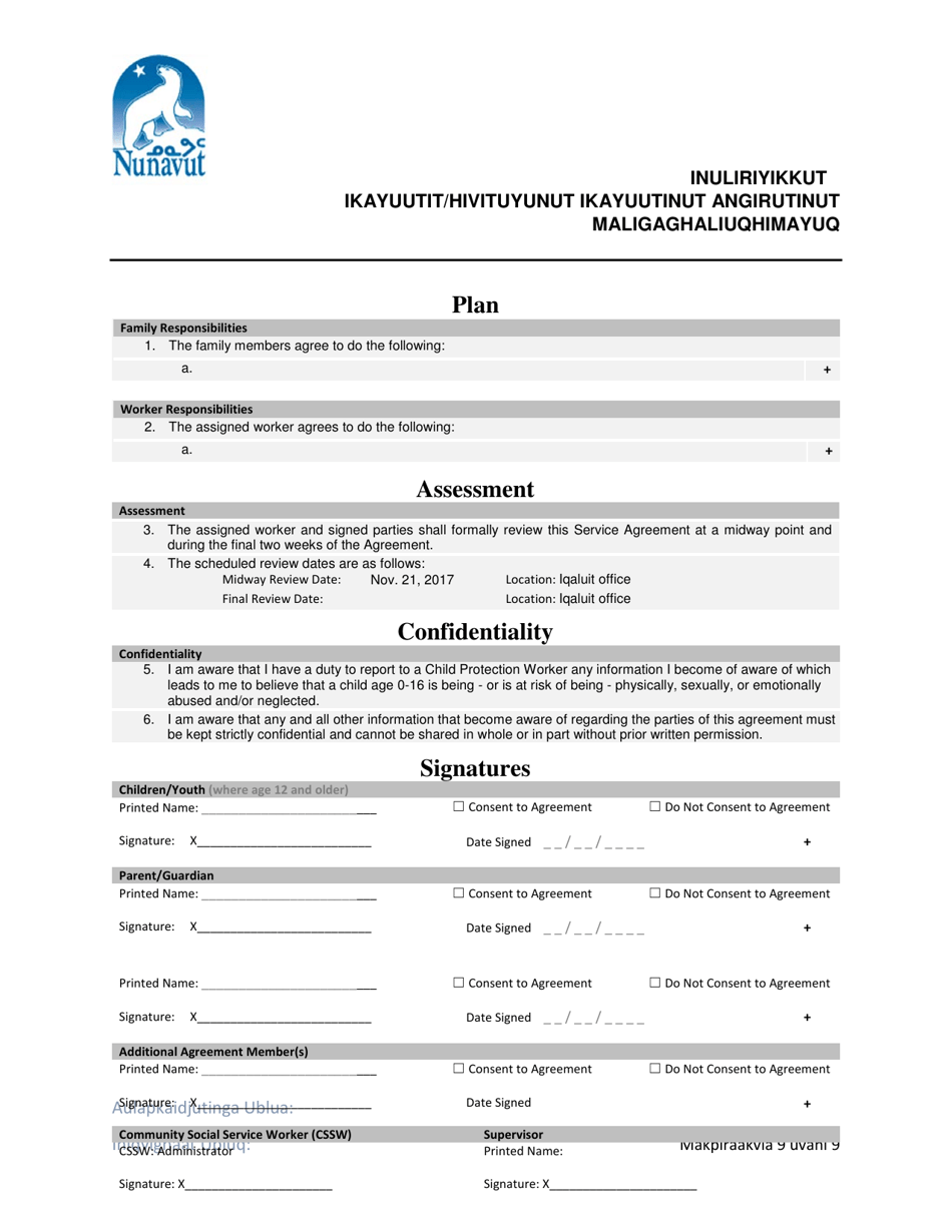 Support Services / Extended Support Agreement Policy - Nunavut, Canada (English / Inuinnaqtun), Page 9