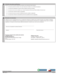 Forme V-3064 Volet 4 Programme D&#039;aide Financiere Additionnelle Destinee a L&#039;industrie Du Taxi Aide Financiere Au Capital Retraite - Quebec, Canada (French), Page 2